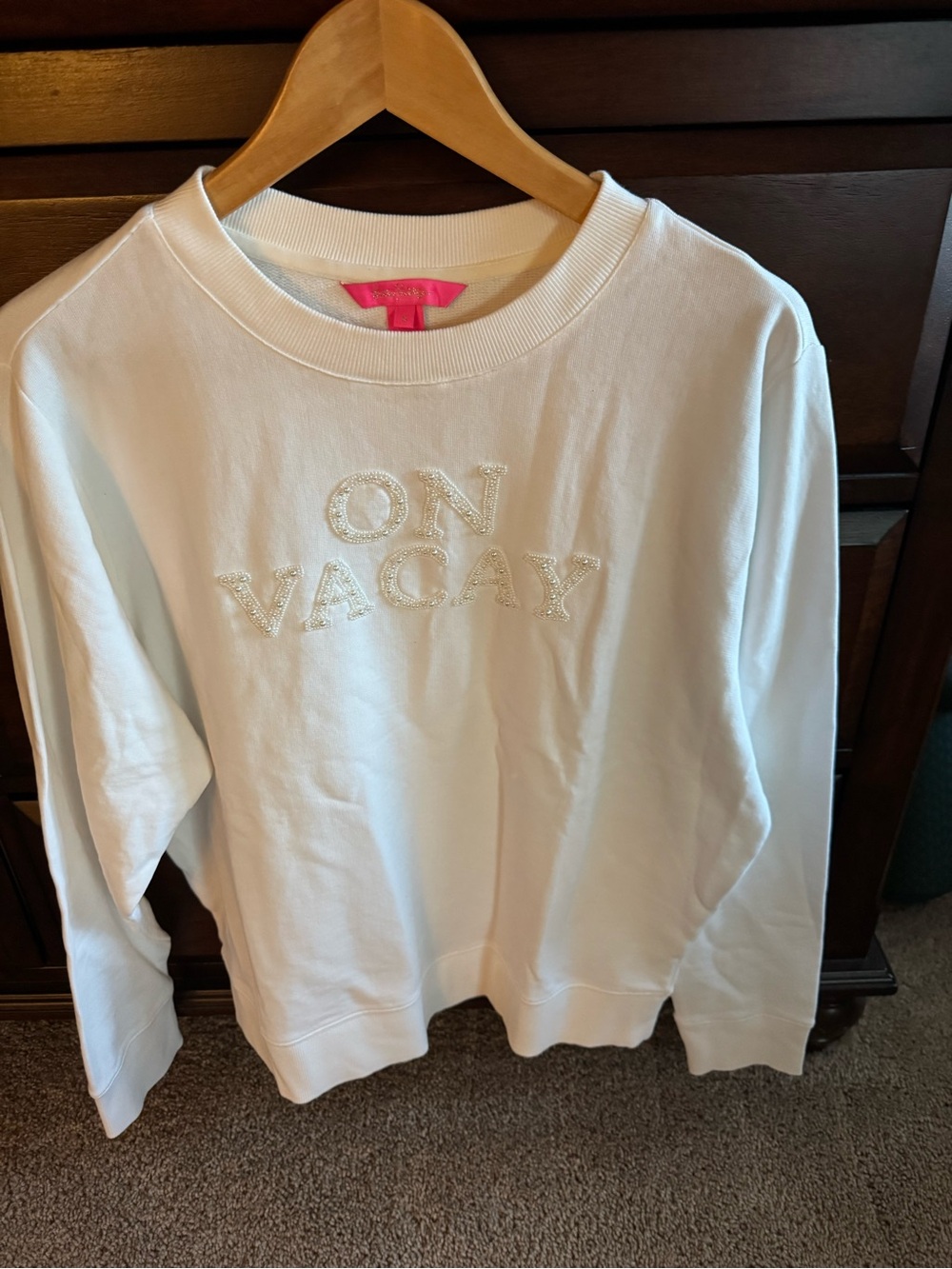 Lilly Pulitzer White "On Vacay" Embroidered Sweatshirt